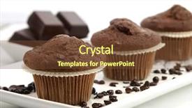  Presentation with muffins - Presentation enhanced with fresh baked chocolate muffins background and a tawny brown colored foreground