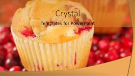  Presentation with muffin - Beautiful PPT theme featuring fresh-baked-cranberry-muffin-resting backdrop and a gold colored foreground