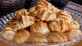  Presentation with pastries - Presentation theme featuring fresh-baked-croissants-warm-fresh background and a red colored foreground