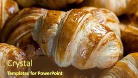  Presentation with pastries - Cool new slide set with fresh-baked-croissants-warm-fresh backdrop and a tawny brown colored foreground