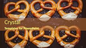  Presentation with snack - PPT layouts having fresh-baked-homemade-german-pretzel background and a tawny brown colored foreground