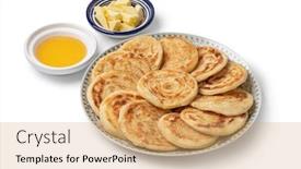  Presentation with moroccan - Beautiful PPT theme featuring fresh-baked-meloui-moroccan-pancakes backdrop and a coral colored foreground
