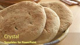  Presentation with moroccan - Slides consisting of fresh baked moroccan farmers bread in a basket close up background and a tawny brown colored foreground