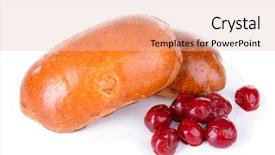  Presentation with cherry - Audience pleasing PPT layouts consisting of fresh baked pasties with cherry isolated on white backdrop and a lemonade colored foreground