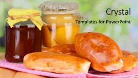  Presentation with fruit jam - Theme featuring fresh-baked-pasties-with-fruit background and a mint green colored foreground