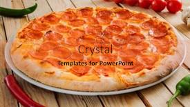  Presentation with pizza - Audience pleasing slide set consisting of fresh-baked-pepperoni-pizza backdrop and a red colored foreground