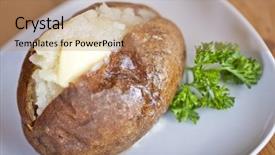  Presentation with potato - Amazing PPT theme having fresh baked potato backdrop and a coral colored foreground
