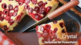  Presentation with baking cake - Amazing slide deck having fresh baked raspberry sponge cake backdrop and a  colored foreground