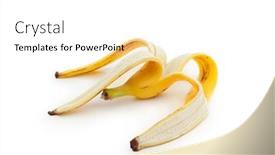  Presentation with banana - Amazing PPT theme having fresh-banana-peel-isolated-ripe backdrop and a white colored foreground