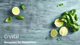  Presentation with natural ingredients - Amazing slide set having fresh-basil-and-limes backdrop and a seafoam green colored foreground