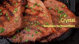  Presentation with bbq - Slide deck with fresh bbq red meat background and a tawny brown colored foreground
