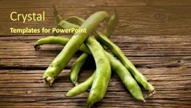  Presentation with broad - Audience pleasing PPT theme consisting of fresh beans broad over wood background backdrop and a tawny brown colored foreground