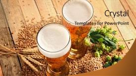  Presentation with beer - PPT theme consisting of glasses with fresh beer background and a lemonade colored foreground