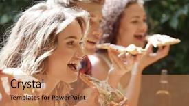  Presentation with cafe - Presentation design featuring fresh beer and tasty pizza background and a coral colored foreground