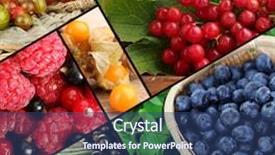  Presentation with berries - Colorful presentation design enhanced with fresh berries collage backdrop and a ocean colored foreground