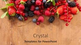  Presentation with berries - Presentation theme featuring fresh-berries-fruits-and-leaf background and a coral colored foreground