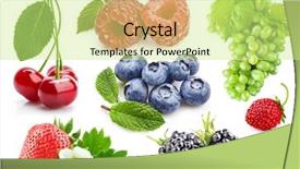  Presentation with green fresh food - Theme having fresh berries healthy food fruit background and a soft green colored foreground