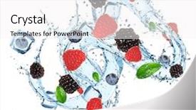  Presentation with fresh water - Slides consisting of fresh berries with water splash over white background background and a white colored foreground