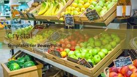  Presentation with bio - Presentation theme consisting of fresh bio fruits on market in paris background and a gold colored foreground