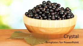  Presentation with currant - Presentation theme having fresh-black-currant-in-wooden background and a gold colored foreground