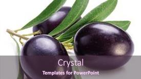  Presentation with olive - Presentation design featuring fresh-black-olive-berries background and a  colored foreground