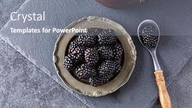  Presentation with healthy snack - Slide deck enhanced with fresh-blackberries-in-plate background and a gray colored foreground