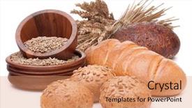  Presentation with bread - Slide deck with fresh bread and grain bowl background and a coral colored foreground