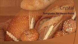  Presentation with oak - Slides having fresh-bread-collection-with-wheat background and a red colored foreground