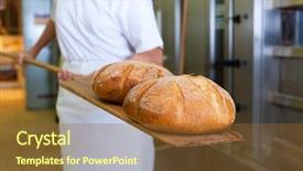  Presentation with baking - Audience pleasing presentation design consisting of fresh bread in the bakery backdrop and a tawny brown colored foreground