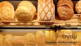  Presentation with bakery - Audience pleasing presentation design consisting of fresh bread in the bakery backdrop and a gold colored foreground