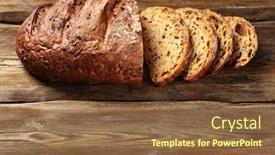  Presentation with bread - Slide deck with fresh bread on a wooden background and a tawny brown colored foreground