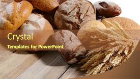  Presentation with bread - Colorful PPT theme enhanced with fresh bread on table on white background backdrop and a tawny brown colored foreground