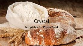  Presentation with bread - Presentation enhanced with fresh bread on the table background and a coral colored foreground