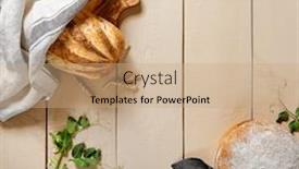  Presentation with bakery - Beautiful presentation theme featuring fresh-bread-on-wooden-table backdrop and a coral colored foreground