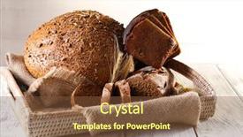  Presentation with bread - Presentation theme consisting of fresh bread on wooden table background and a tawny brown colored foreground
