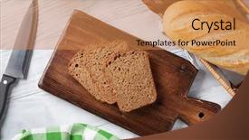  Presentation with bread - Slide deck with fresh bread on wooden table background and a coral colored foreground