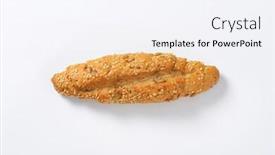  Presentation with fresh bread subway food - PPT layouts consisting of fresh bread roll with seeds on white background background and a sky blue colored foreground