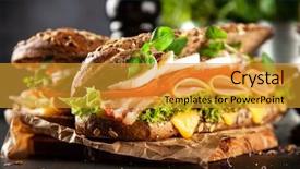  Presentation with classic ornaments - Theme enhanced with fresh bread subway - classic blt sandwiches background and a gold colored foreground