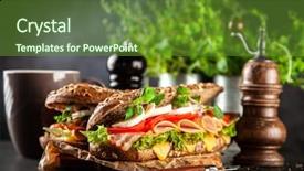  Presentation with classic - Slides enhanced with fresh bread subway - classic blt sandwiches background and a tawny brown colored foreground