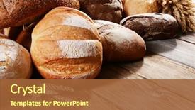  Presentation with bread - Presentation design enhanced with fresh bread on table close background and a  colored foreground