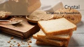 Presentation with bread - Cool new PPT theme with fresh bread toasts on wooden backdrop and a  colored foreground