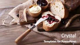  Presentation with blackcurrant - Presentation featuring plate with pieces of bread and strawberry jam on table background and a light gray colored foreground