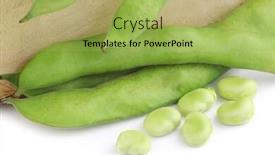  Presentation with broad - Colorful slide deck enhanced with fresh broad beans on a white background backdrop and a yellow colored foreground