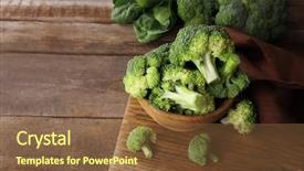  Presentation with spinach - PPT theme with fresh broccoli with spinach background and a tawny brown colored foreground