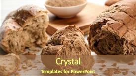  Presentation with bread - Audience pleasing PPT layouts consisting of fresh broken bread on wooden backdrop and a  colored foreground