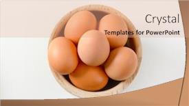  Presentation with bowl - PPT theme having fresh-brown-eggs-in-wooden background and a coral colored foreground