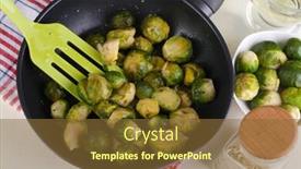  Presentation with brussels - PPT theme enhanced with fresh brussels sprouts in pan with vegetables and spices isolated on white background and a tawny brown colored foreground