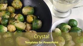 Presentation with brussels - Amazing slide deck having fresh brussels sprouts in pan with vegetables and spices isolated on white backdrop and a tawny brown colored foreground