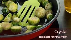 Presentation with brussels - PPT theme having fresh brussels sprouts in pan on cooking surface close-up background and a wine colored foreground
