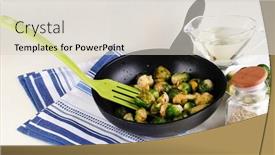  Presentation with brussels - PPT theme enhanced with fresh brussels sprouts in pan with vegetables and spices isolated on white background and a lemonade colored foreground